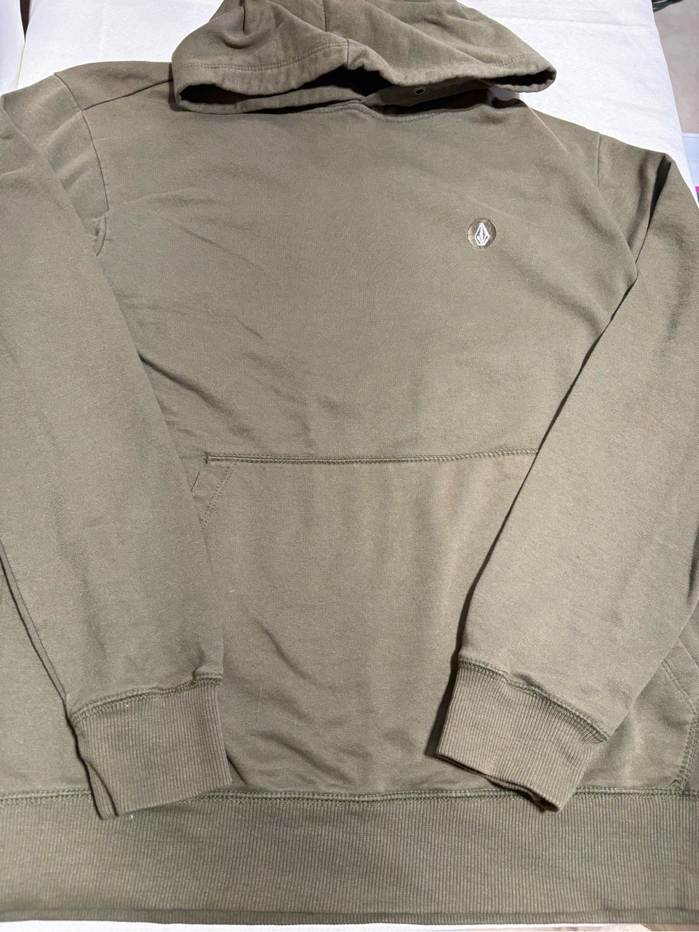 Volcom Men's Olive Hoodie with Embroidered Logo